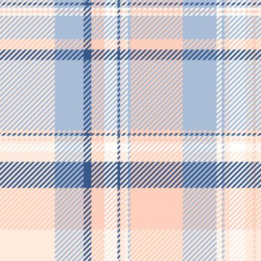 Deko kumaş desenli tartan, arkaplanda kusursuz ekose kumaş. Açık ve mavi renk paletinde hobi dokusu denetimi vektörü.