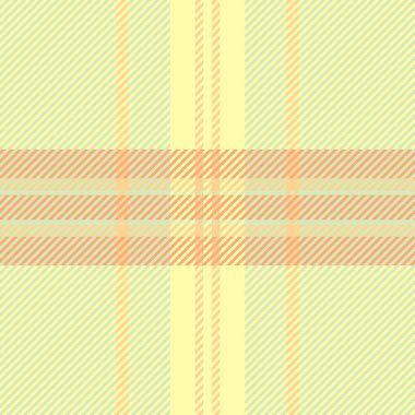 Bant arkaplan tartsız, günlük vektör dokusu deseni. Işık ve sarı renk paletinde kumaş ekoseli kumaş ipliğini kontrol et.