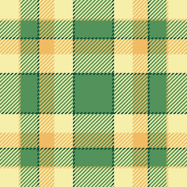 Renkli kumaş özgeçmiş kontrolü, tekstil kumaş dokusu reklamı. Sarı ve yeşil renk paletinde yüzeysel ekose desenli kusursuz vektör.