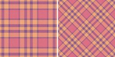 Tekstil kumaş dokusuna sahip özgeçmiş kontrolünde vektör kusursuz desen. Grafik tasarımı için gün batımı renklerinde düzenlenebilir kumaş örneği belirle.