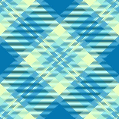Argyle desenli kumaş taşıyıcısı, kırsal bölgelerde dikişsiz ekose kumaş. Cyan ve açık renk paletinde eşit desen tartan denetimi arkaplanı.