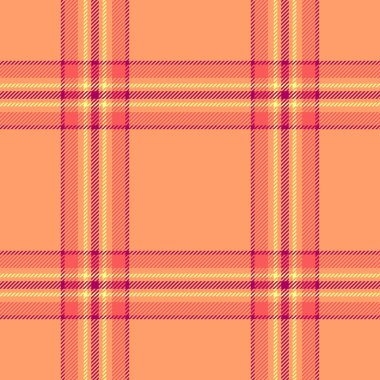 Küçük tartan desenli kumaş, ekose boyalı, dikişsiz. Turuncu ve kırmızı renk paletinde Kelt tekstil arka plan vektör dokusu.