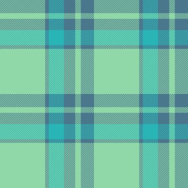 Meslek modeli tekstil vektörü, noel süsü kumaş desenli tartan. Geometrik arkaplan ekoseli yeşil ve cyan renk paleti ile kontrol.
