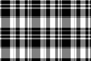 70 'lerin tekstil kumaş taşıyıcısı, delüks tartan pürüzsüz kontrol. Siyah ve beyaz renk paletinde Scrapbook ekose arkaplan deseni.