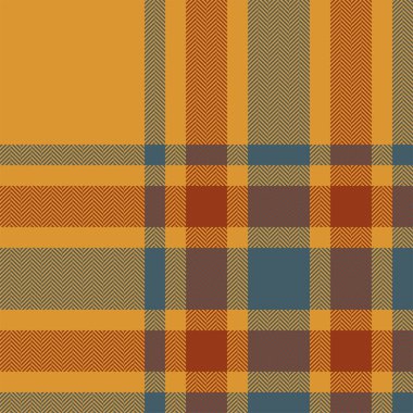 Ekose kontrol deseni turuncu ve kırmızı renklerde. Kusursuz kumaş dokusu. Tartan tekstil baskı tasarımı.