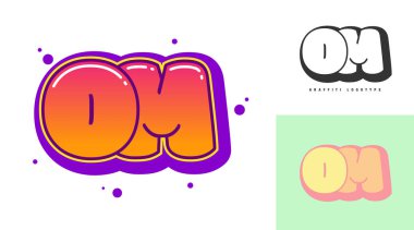 Festival ya da parti için OM logo tasarımı. Graffiti tarzında ilk harf o ve m. Yazı tipi tipografisinin yaratıcı modern harfleri. Çocukların trend logoti ya da kimliği.