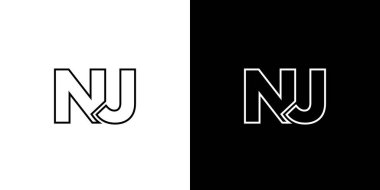 Moda harfi N ve J, NJ logo tasarım şablonu. Şirket kimliği için asgari monogram tabanlı logotype.