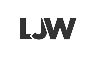 LJW logo tasarım şablonu güçlü ve modern kalın metinlerle. Basit ve minimal tipografi içeren ilk tabanlı vektör logosu. Moda şirket kimliği.