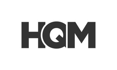 Güçlü ve modern kalın metinli HQM logo tasarım şablonu. Basit ve minimal tipografi içeren ilk tabanlı vektör logosu. Moda şirket kimliği.