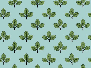 El çizimi çiçek desenli vektör tasarımı. Bitki ve yaprak ile basit bir süs. Kumaş baskı kumaşı.