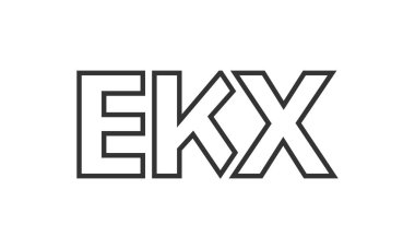 Güçlü ve modern kalın metinli EKX logo tasarım şablonu. Basit ve minimal tipografi içeren ilk tabanlı vektör logosu. Moda şirket kimliği.