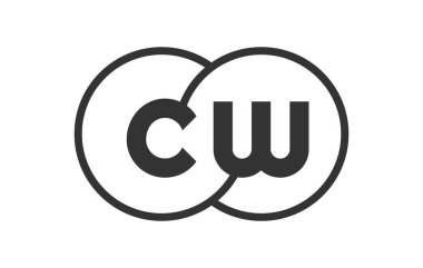 CW şirket amblemi, ana hatları yuvarlak ve iki birleşik dairenin logo şablonu, marka kimliği, logoti. Vektör Sonsuzluk sembolü