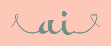 Yapay zeka, düğün monogramı, kaligrafi vektör illüstrasyonu. El çizimi harfler ve sevgililer günü posteri için logo tasarımı, tebrik kartı