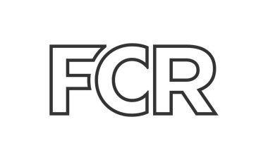Güçlü ve modern kalın metinli FCR logo tasarım şablonu. Basit ve minimal tipografi içeren ilk tabanlı vektör logosu. Moda şirket kimliği.