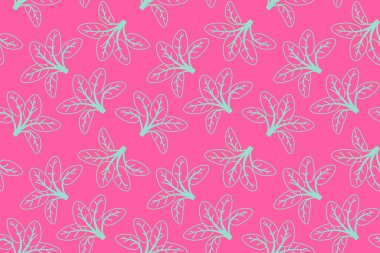 El çizimi çiçek desenli vektör tasarımı. Bitki ve yaprak ile basit bir süs. Kumaş baskı kumaşı.