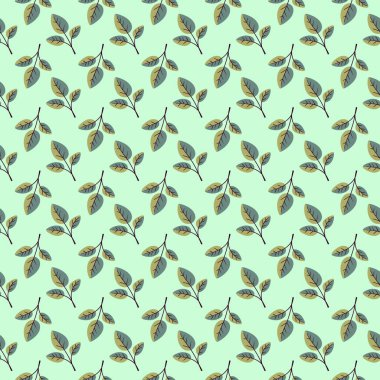 El çizimi çiçek desenli vektör tasarımı. Bitki ve yaprak ile basit bir süs. Kumaş baskı kumaşı.