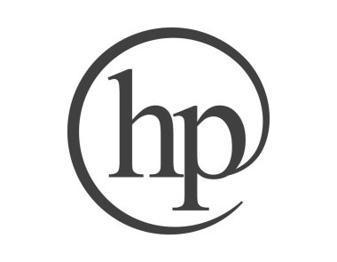 Daire şeklinde e-posta işareti tarzında iki harften oluşan HP logosu. İşletme şirketinin H ve P yuvarlak logosu