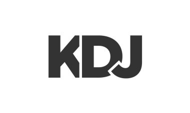 KDJ logo design template with strong and modern bold text. Initial based vector logotype featuring simple and minimal typography. Trendy company identity. clipart