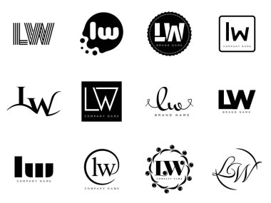 LW logo şirketi şablonu. 