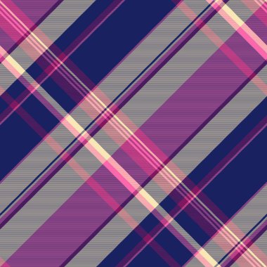 Katılım dokusu dikişsiz kumaş, örtülü ekoseli tarama geçmişi. Genç tartan tekstil vektör deseni mavi ve pembe renk paletinde.