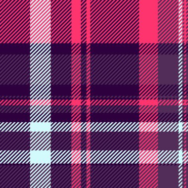 Süit tartan ekose kontrolü, vektör dokusu baskısı. Koyu ve mor renk paletinde, erkeksi kumaş desenli kusursuz tekstil..