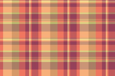 Yakın plan ekose kumaş, çıplak arka plan desenli tekstil. Hücre tartan renk vektörünü turuncu ve kırmızı renk paletinde kontrol et.