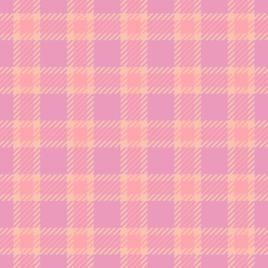 Dişilik dokusu dokusu kumaş, ekose kumaş pürüzsüz arka plan. İrlanda tekstil denetimi ekose vektörü pembe ve açık renk paletinde.