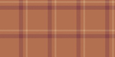 Paçavra tartan kusursuz kontrol, minimum vektör desenli doku. Ağ tekstil arkaplan kumaş ekoseli turuncu ve kırmızı renk paleti.