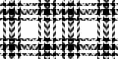 Özelleştirilebilir dikişsiz arkaplan deseni, yapısal tekstil ekose dokusu. Piksel beyaz ve siyah renk paletinde tartan vektör dokusunu kontrol et.