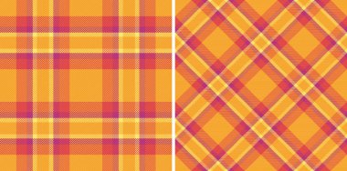Ekose dikişsiz desenli kumaş dokunun kumaş tartan vektörü. Son moda trendleri için günbatımı renkleriyle ayarlandı.
