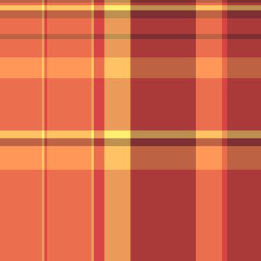 Bandana kumaş dokusu kontrolü, pürüzsüz bir arka plan örneği. Kırmızı ve turuncu renk paletinde ekose ekose kumaş..