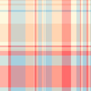 Konforlu kumaş vektör deseni, noel kartı ekosesiz çek. Kırmızı ve açık renk paletinde ince tekstil tartan dokusu.