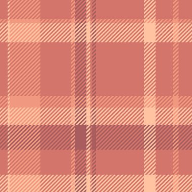 Düzenli arka plan vektör tartan, büyüleyici kumaş desenli ekose. Kırmızı ve turuncu renk paleti ile gül tekstil dikişsiz doku kontrolü.