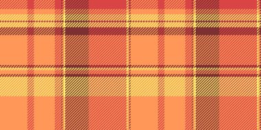 Nyc ekose kumaş dokusu, yakın plan dikişsiz model vektörü. Kırmızı ve turuncu renk paletinde Geometrik kumaş tartan arkaplan kontrolü.