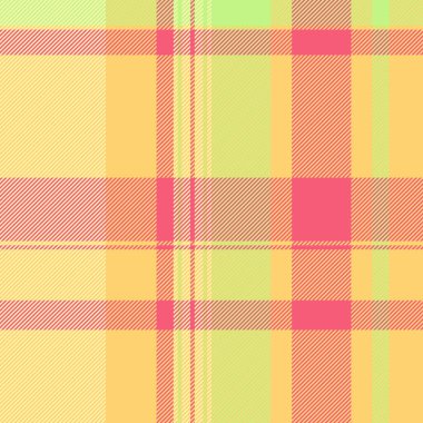 Etek tekstil arka plan dokusu, kartpostal kumaş kontrol vektörü. Kehribar ve kırmızı renk paletinde lekesiz ekose desenli süsleme..