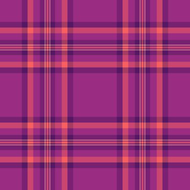 Tek dikişsiz vektör deseni, atölye çalışması dokusu kumaşı. Tartan kumaş arka plan ekoseli pembe ve morumsu renk paleti.