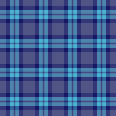 Eski kumaş kumaş kumaş tartan, 50 'ler model vektörünü kontrol et. Piknik örtüsü deseni arka plan mavi ve cyan renk paleti ile kusursuz ekoseli.