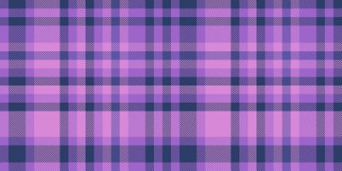 Sakin kumaş ekoseli, nostaljik model vektör tekstili. Ametist ve mavi renk paletinde narin arkaplan dokusu denetimi.