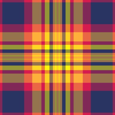 Tekstil dikişsiz arkaplan, kumaş kumaş kumaş kumaş dokusunu göster. Turuncu ve kırmızı renk paletinde bal ekoseli desen kontrol vektörü.