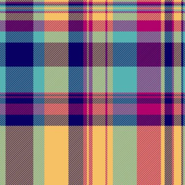 Folk tartan vektör dokusu, aralık, dikişsiz ekose desen. Hediye kartı kontrolü. Kehribar ve çivit rengi paletinde arkaplan kumaşı..