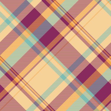 İnanılmaz kusursuz bir tartan, yerli tekstil desenli kumaş. Kehribar ve pembe renk paletinde sayfa dokusu ekose arkaplan vektörü.