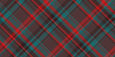 Gurur dokusu tekstil kontrolü, Vogue tarzı kumaş. Kaz vektörsüz ekoseli kırmızı ve cyan renk paleti.