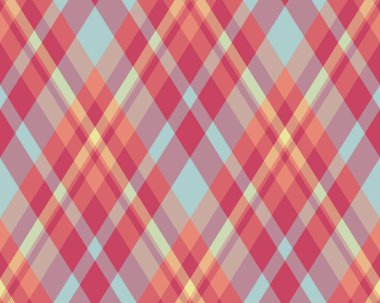 Argyle geometrik eşkenar dörtgenin kusursuz deseni. Harlequin duvar kağıdı tasarımını kontrol et. Web geçmişi için klasik elmas şekilli tekstil malzemesi, baskı kumaşı, kazak, ambalaj kağıdı, hediye kartı, davetiye.