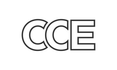 CCE logo tasarım şablonu güçlü ve modern kalın metinlerle. Basit ve minimal tipografi içeren ilk tabanlı vektör logosu. Moda şirket kimliği.