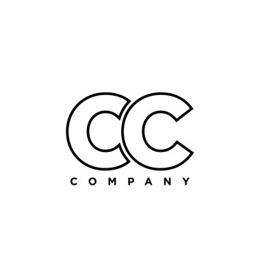 C ve C harfleri, CC logo tasarım şablonu. Şirket kimliği için asgari monogram tabanlı logotype.