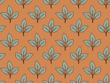 El çizimi çiçek desenli vektör tasarımı. Bitki ve yaprak ile basit bir süs. Kumaş baskı kumaşı.