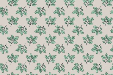 El çizimi çiçek desenli vektör tasarımı. Bitki ve yaprak ile basit bir süs. Kumaş baskı kumaşı.