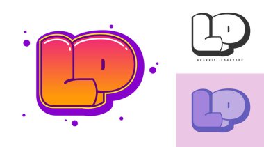 Festival ya da parti için LP logo tasarımı. Graffiti tarzında ilk harf I ve p. Yazı tipi tipografisinin yaratıcı modern harfleri. Çocukların trend logoti ya da kimliği.