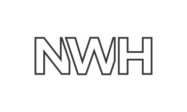 NWH logo tasarım şablonu güçlü ve modern kalın metinlerle. Basit ve minimal tipografi içeren ilk tabanlı vektör logosu. Moda şirket kimliği.