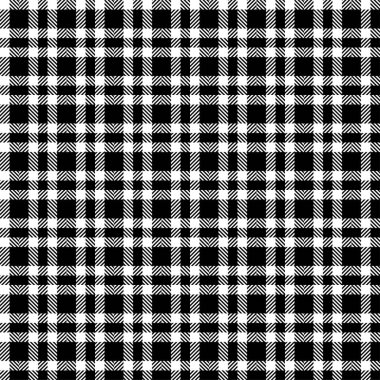 Ekose desenli siyah beyaz. Kusursuz kumaş dokusu. Tartan tekstil baskı tasarımı.